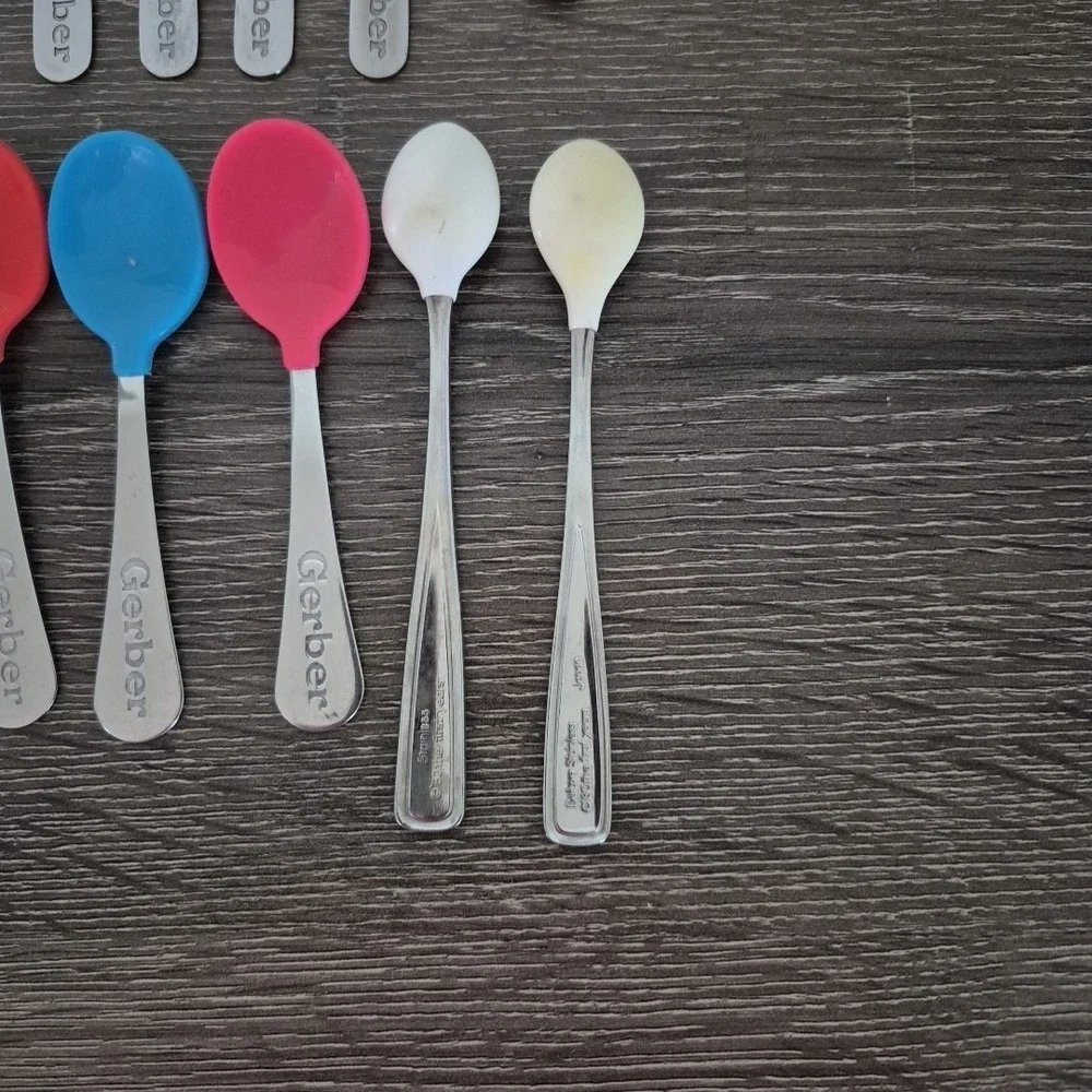 Vintage Baby Spoons Soft Tip Gerber & The First Year Mix Lot Of 10 Total.